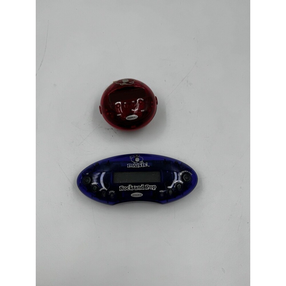 Set of 2 Radica 20Q Handheld Electronic Games Regular and Rock and Pop Music